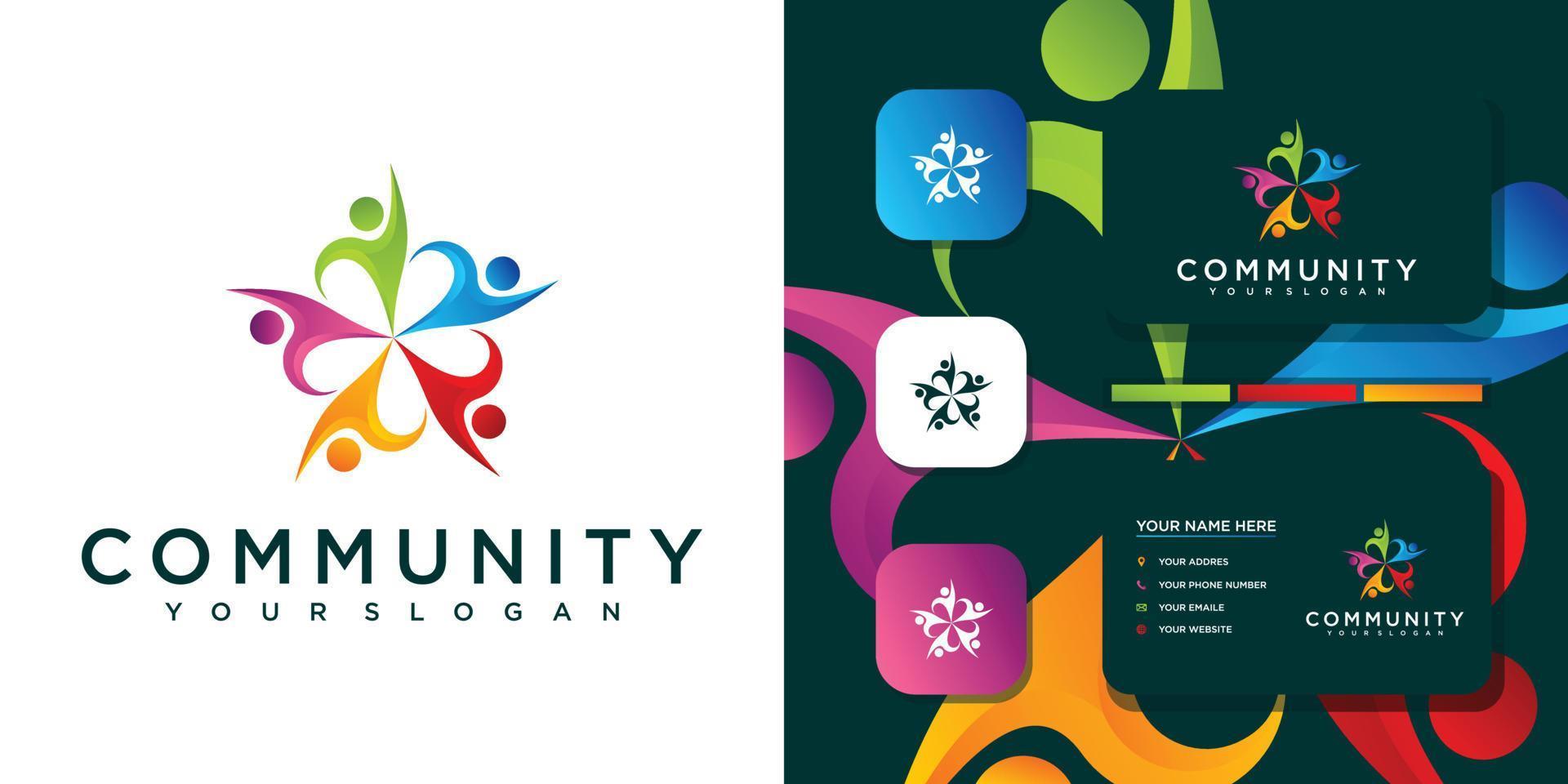 Colorful community logo template and business card reference. vector