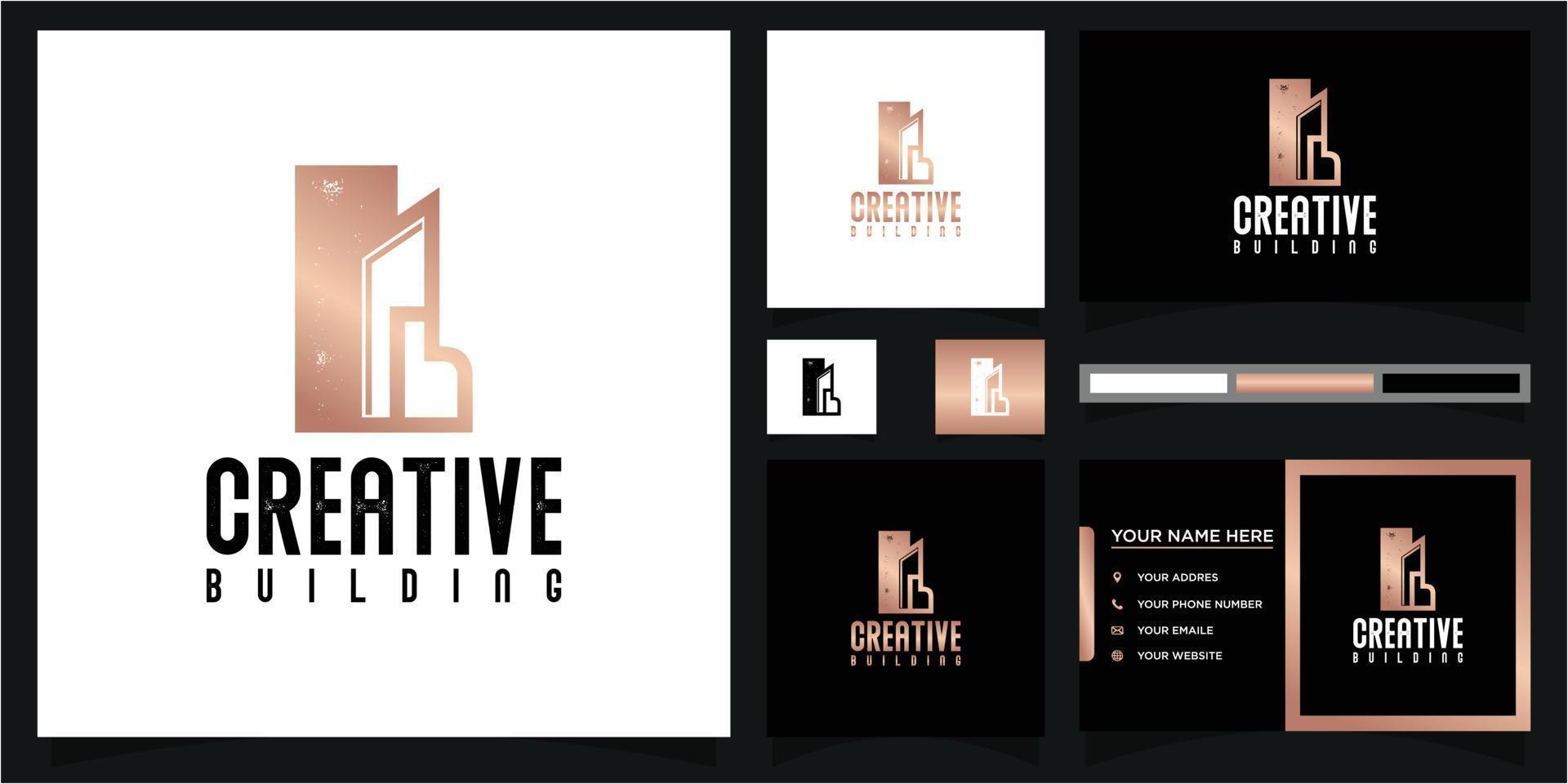 logotipo inmobiliario de edificios creativos y referencia de tarjeta de visita vector