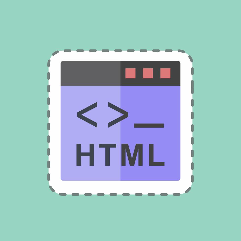 Sticker line cut HTML. suitable for Programming symbol. simple design editable. design template vector. simple symbol illustration vector