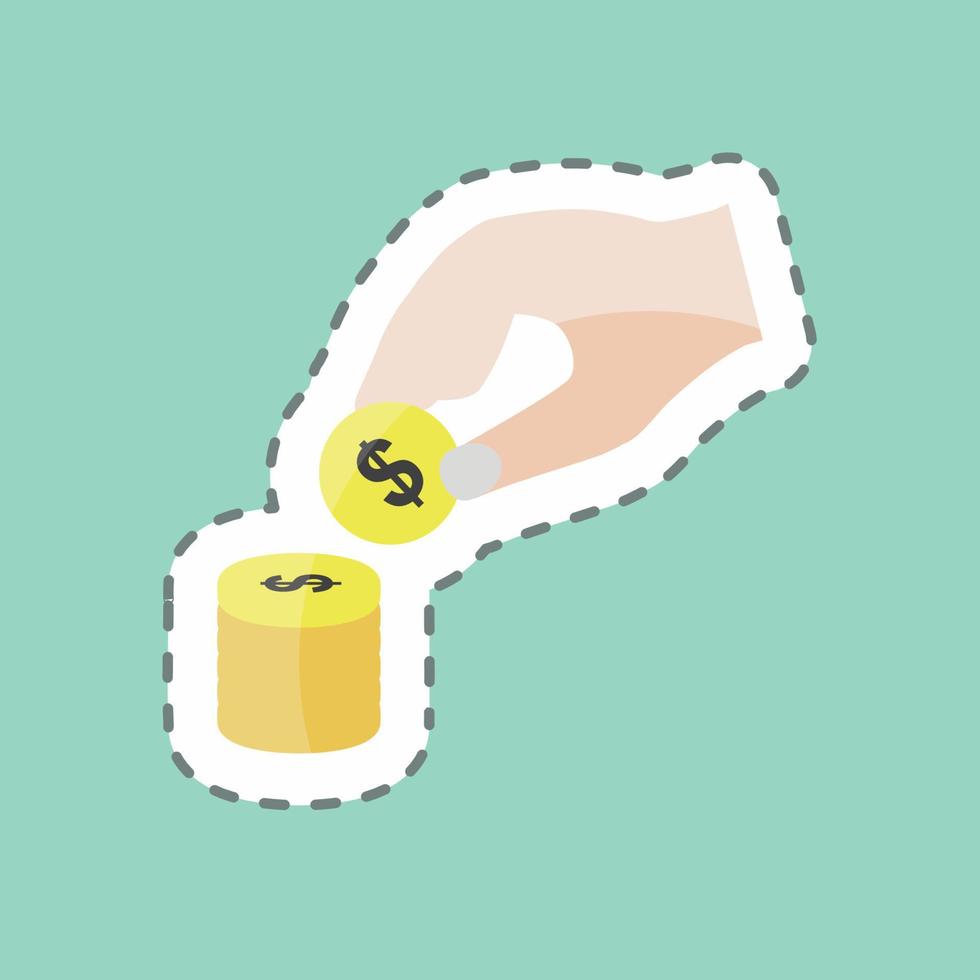 Sticker line cut Stacking Coins. suitable for Hand Actions symbol. simple design editable. design template vector. simple symbol illustration vector