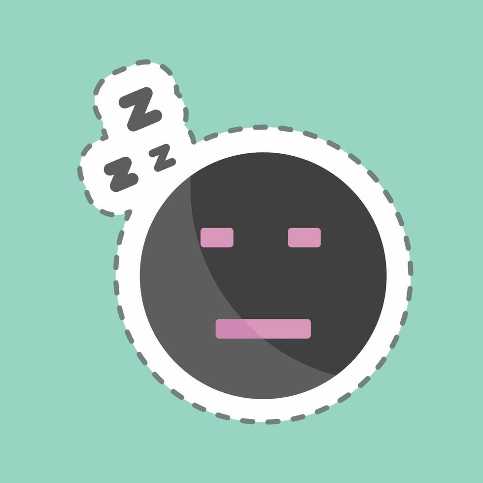 Sticker line cut Emoticon Sleepy I. suitable for Emoticon symbol. simple design editable. design template vector. simple symbol illustration vector