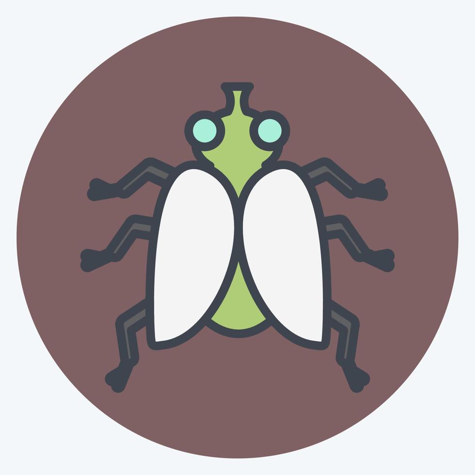 mosca de icono. adecuado para el símbolo animal. estilo compañero de color. diseño simple editable. vector de plantilla de diseño. ilustración de símbolo simple