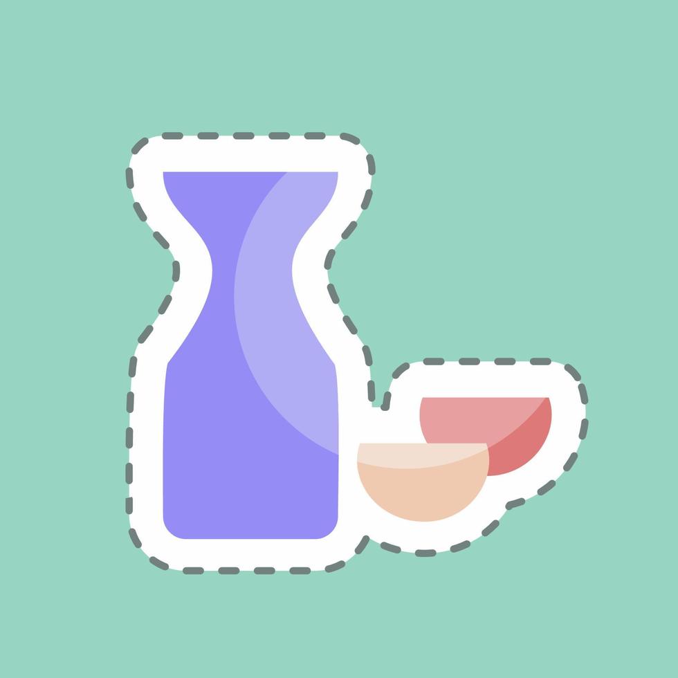 Sticker line cut Rice Wine Sake. suitable for Drink symbol. simple design editable. design template vector. simple symbol illustration vector
