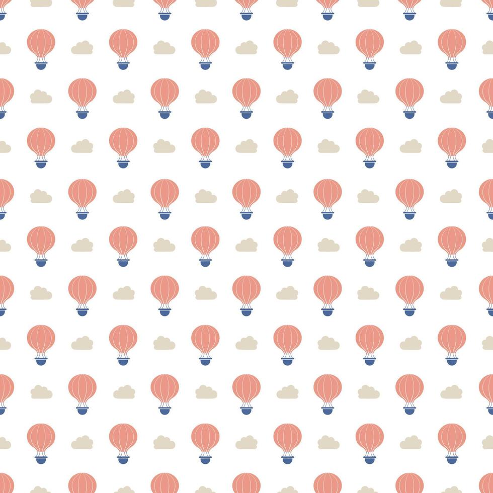 Vector pattern that is seamless. An orange air hot balloon is displayed on a white background.