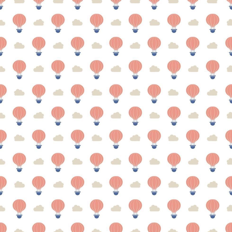 Vector pattern that is seamless. An orange air hot balloon is displayed on a white background.