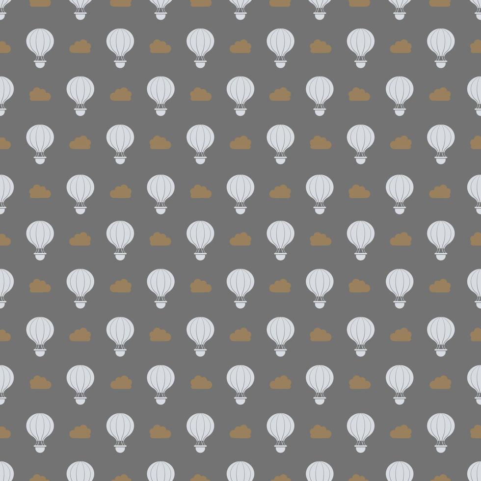 Vector pattern that is seamless. A white air hot balloon is displayed on a gray background.