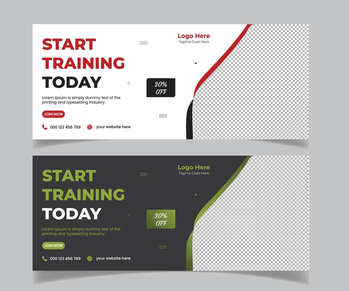 Gym and fitness web banner and social media post banner template design vector