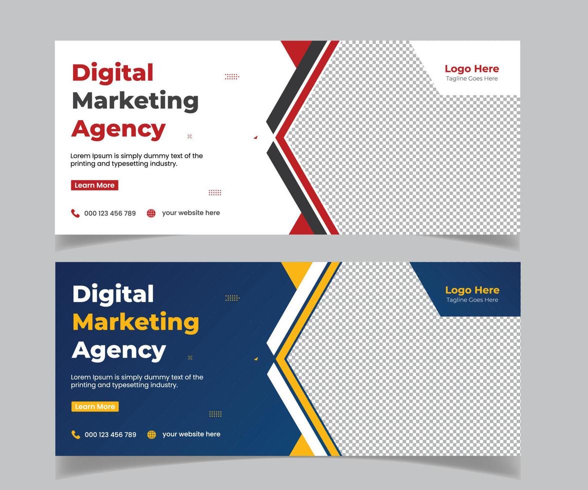 Digital marketing agency web banner and social media post banner template design vector