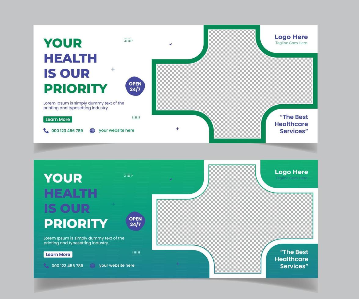 Medical and healthcare web banner and social media post banner template design vector