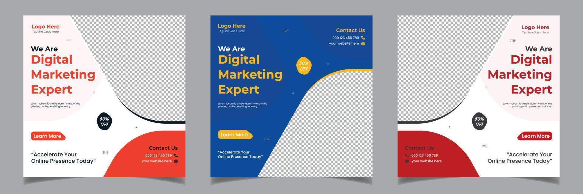 Digital Marketing Expert Corporate Business Square Flyer Social Media Post Template Design Template vector