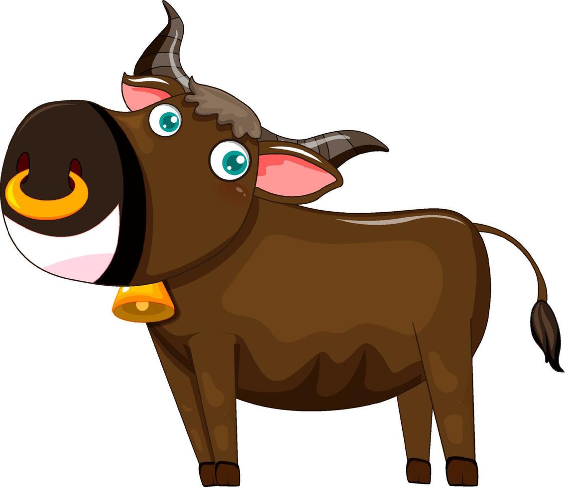 Brown cow cartoon character vector