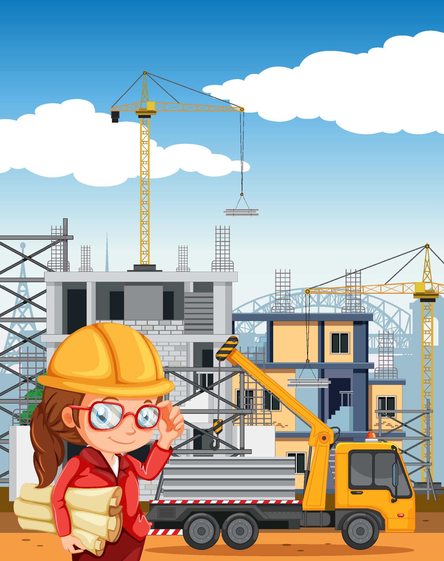 Cartoon scene of building construction site 7474100 Vector Art at Vecteezy Cartoon scene of building construction site 7474100 Vector Art at Vecteezy