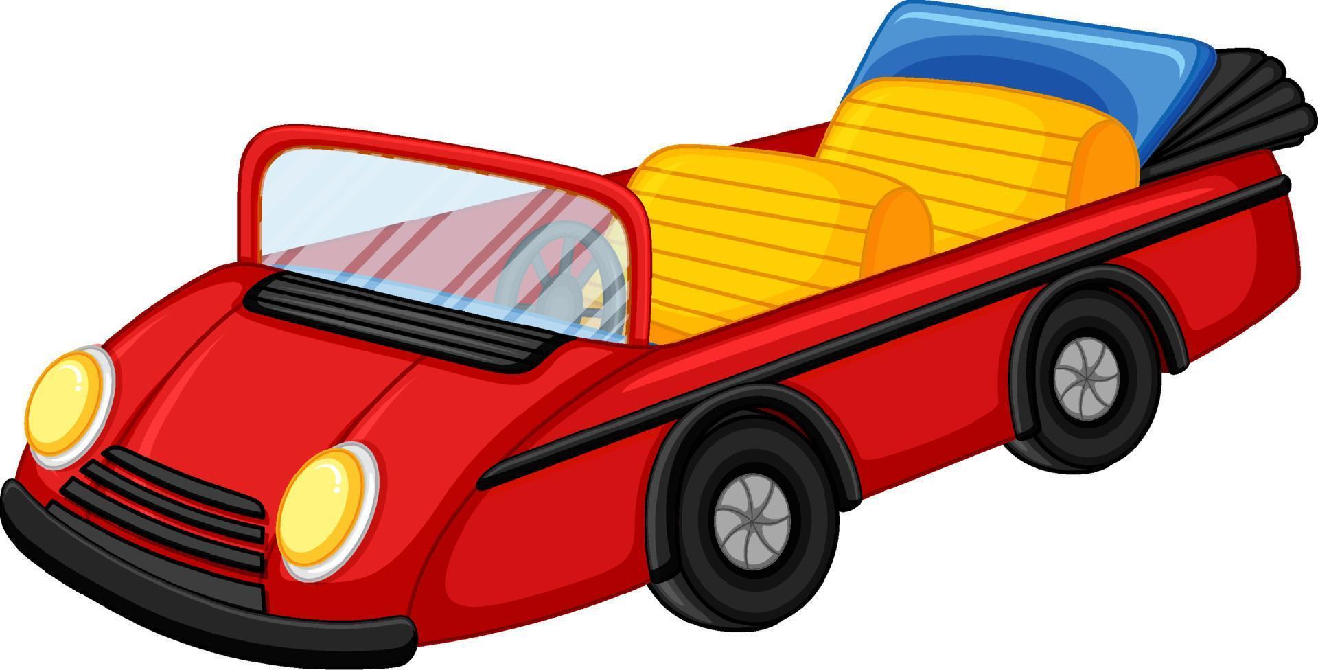 coche descapotable vintage rojo en estilo de dibujos animados vector