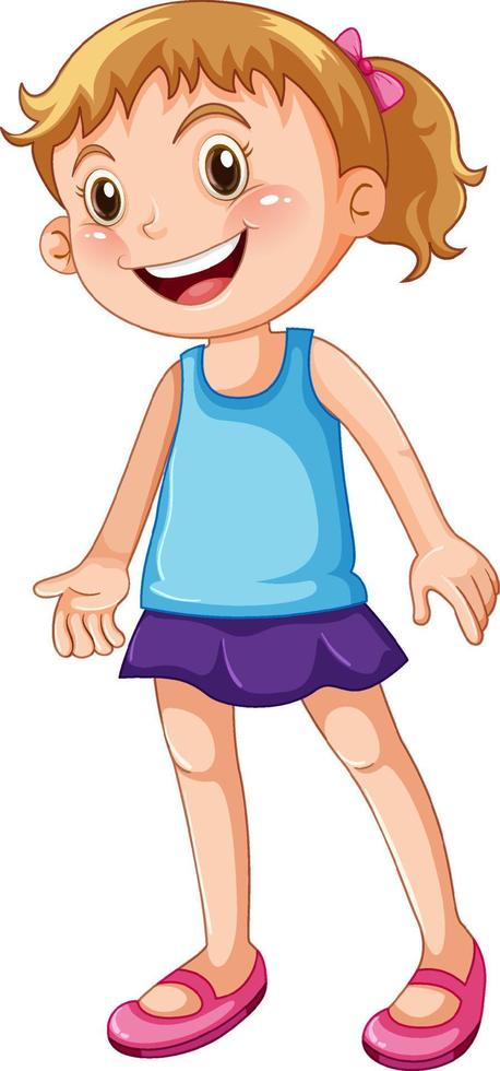 Cute girl wearing blue shirt cartoon character vector