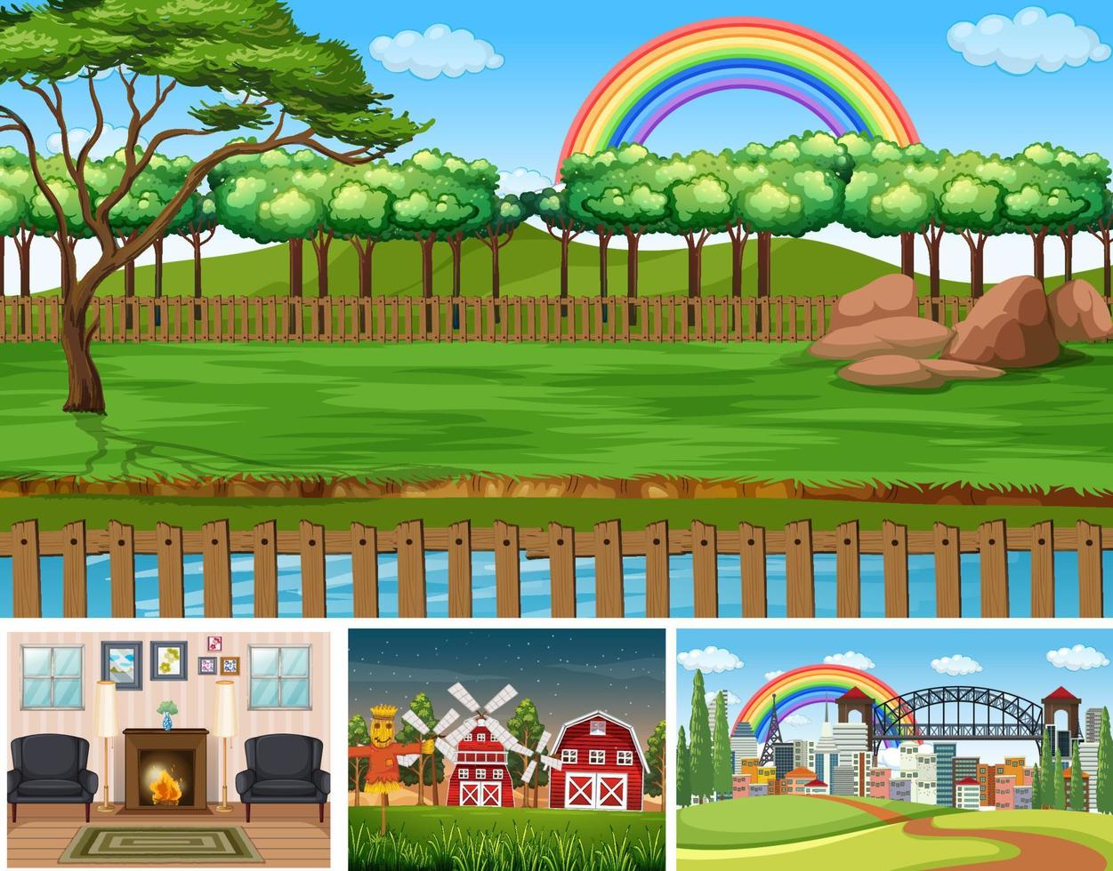 Four different background scenes vector