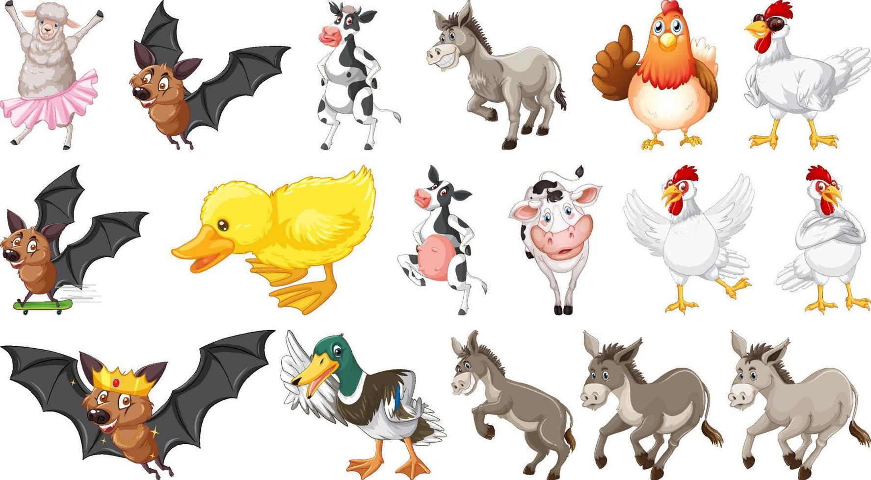 animales de granja sobre fondo blanco vector