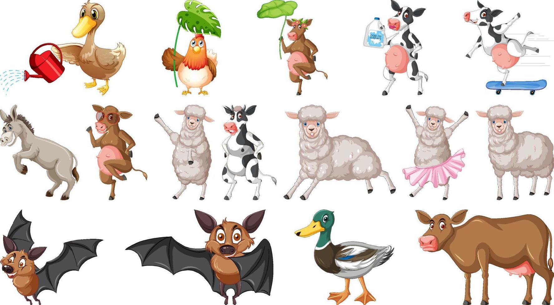 animales de granja sobre fondo blanco vector