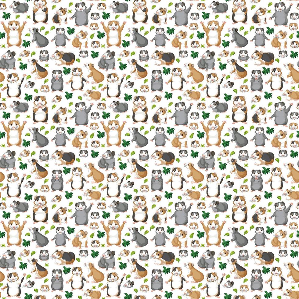 Cute animals cartoon seamless background vector