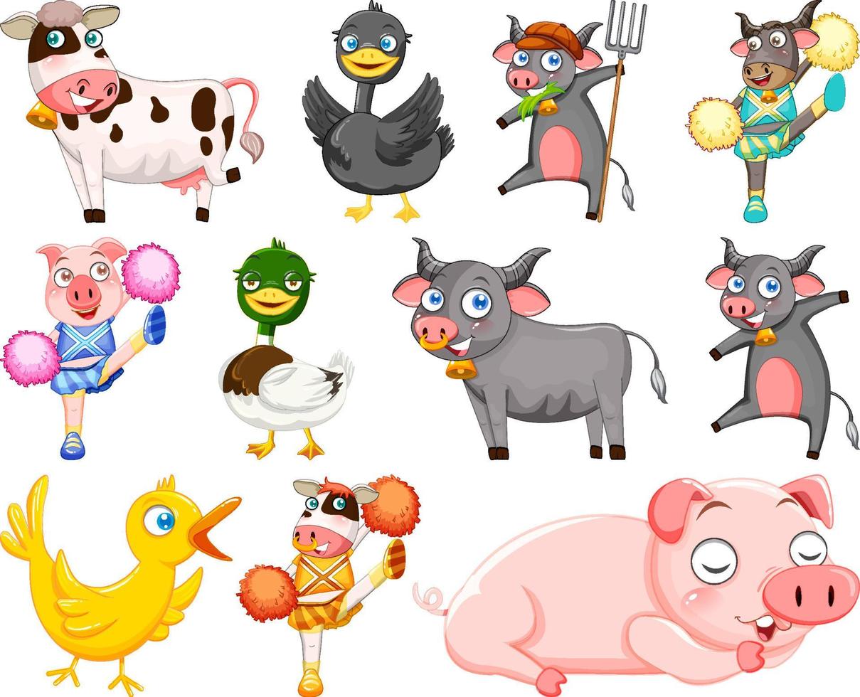 animales salvajes con sonrisa feliz vector