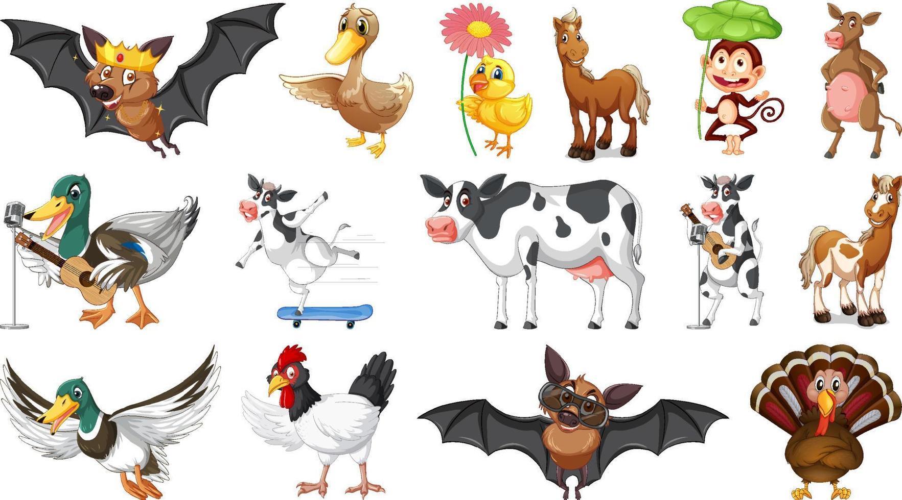 animales de granja en fondo blanco vector