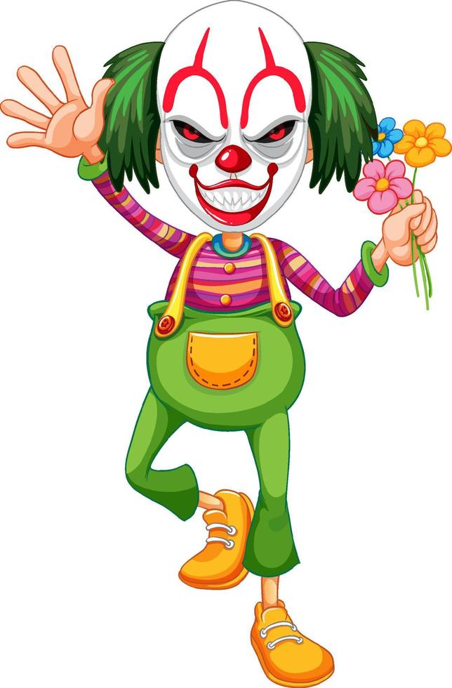 Cartoon clown holding flowers vector