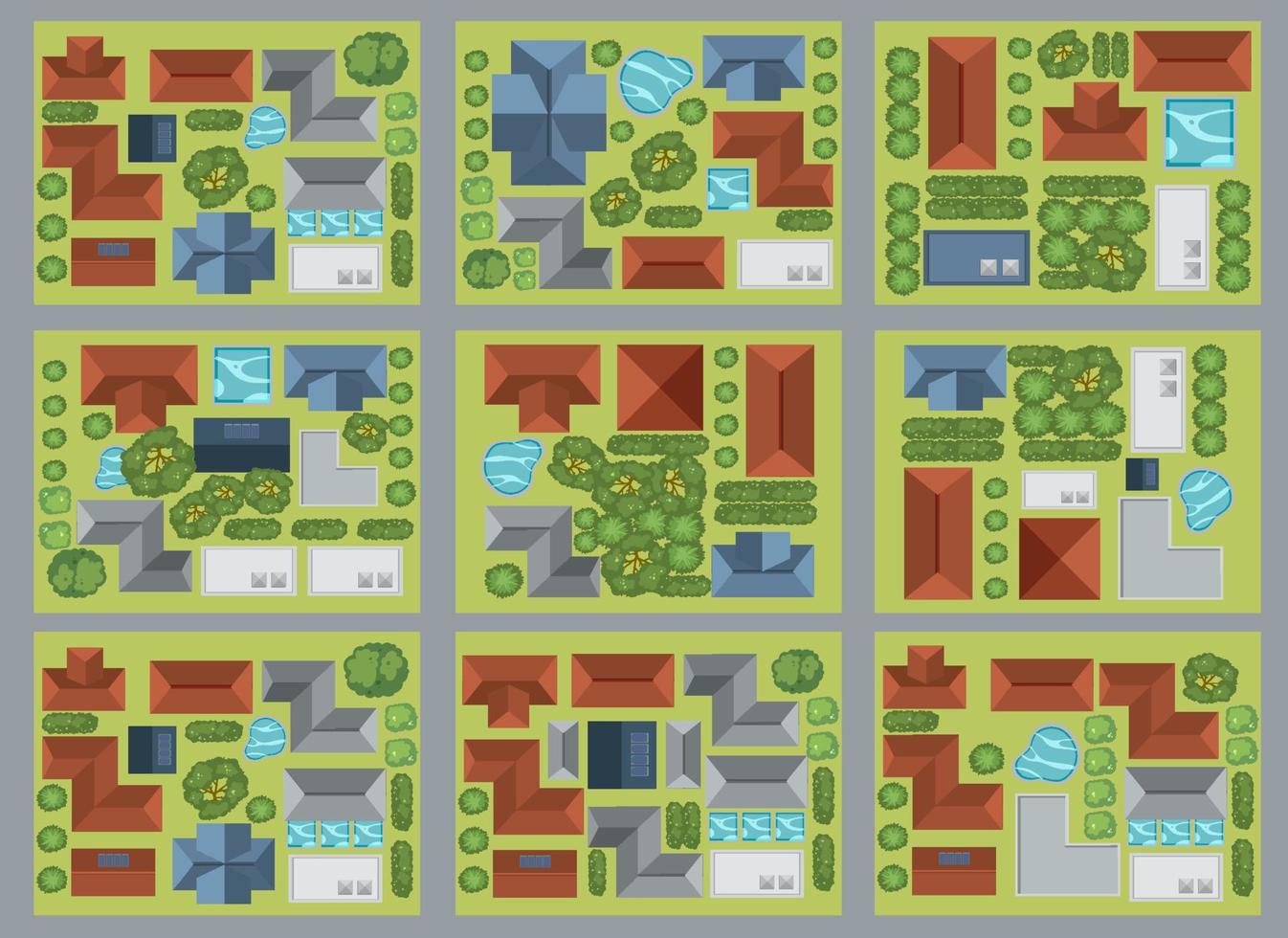 vista aérea del pueblo de casas vector