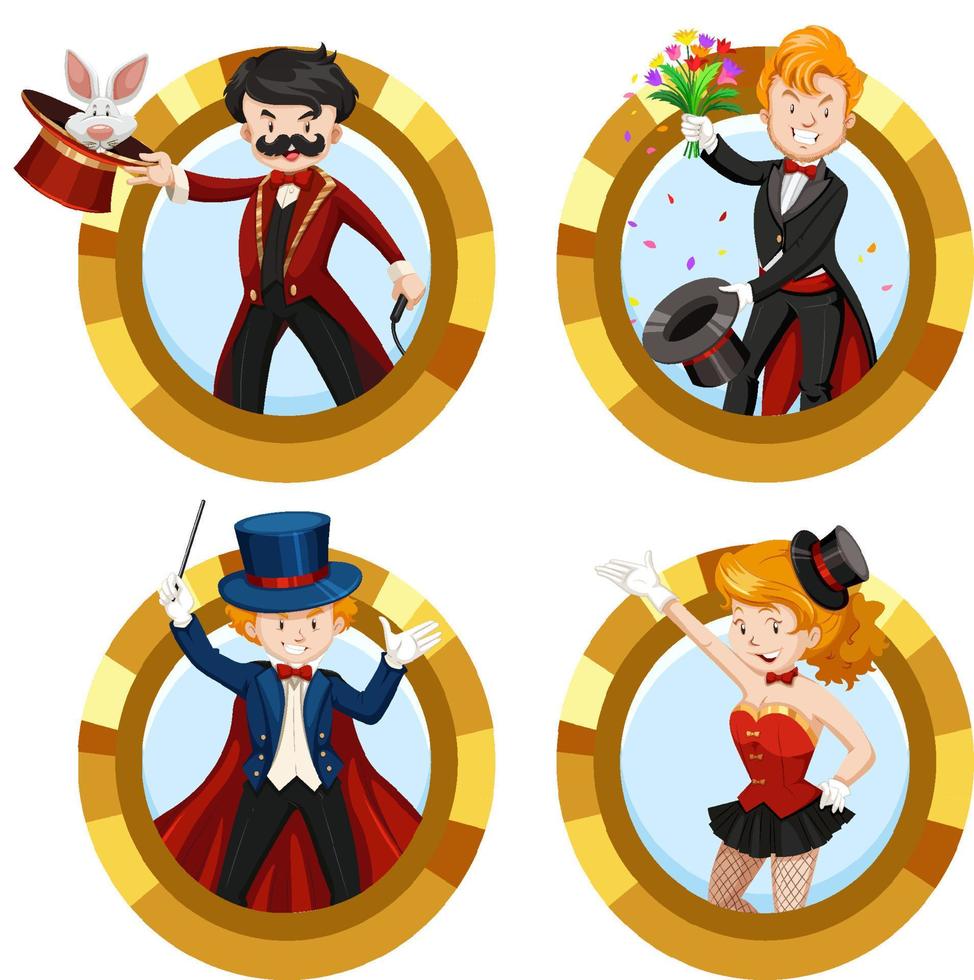 Set of different magicians cartoon character vector