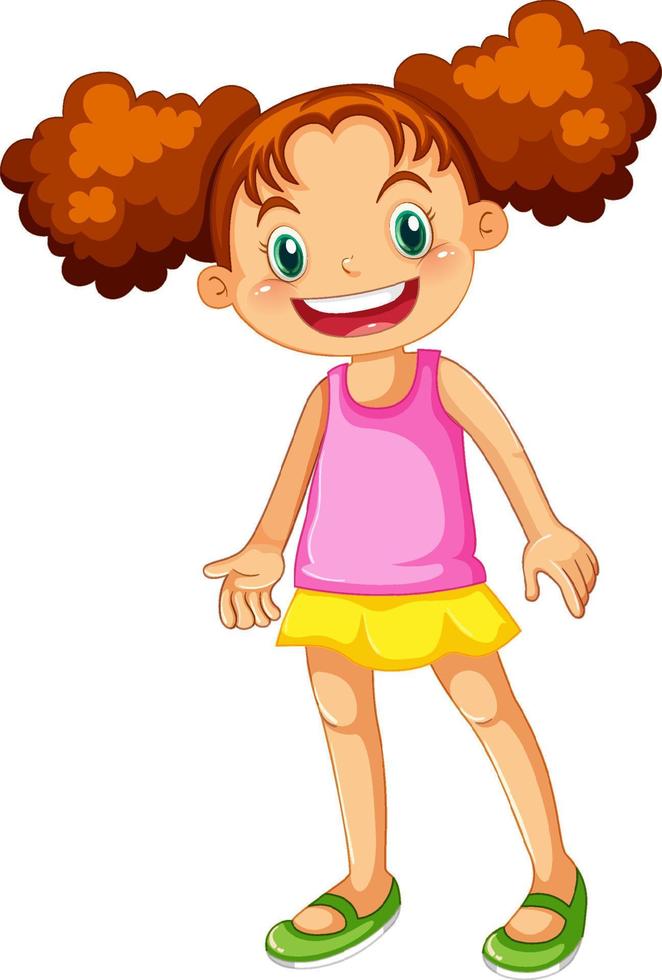 lindo personaje de dibujos animados de niña feliz vector