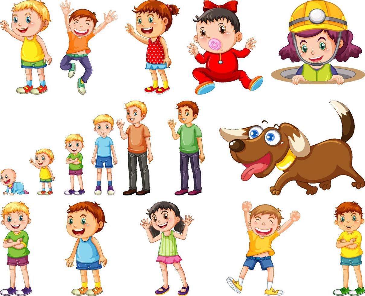 Happy children in different actions vector