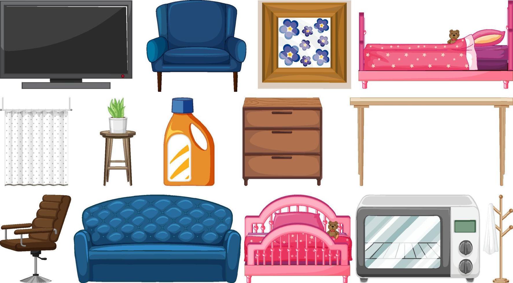 Many furnitures and household appliances vector