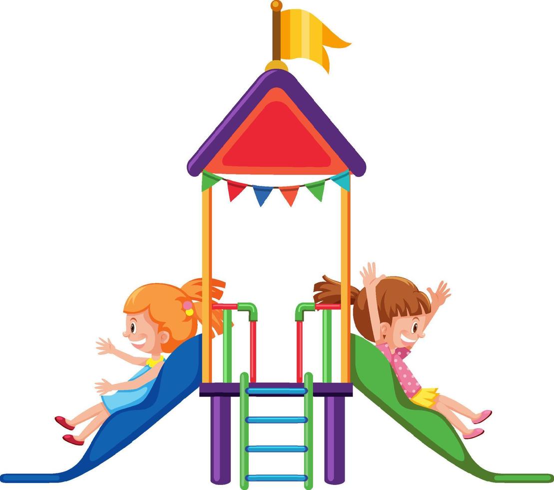 Outdoor playground slide for kids vector