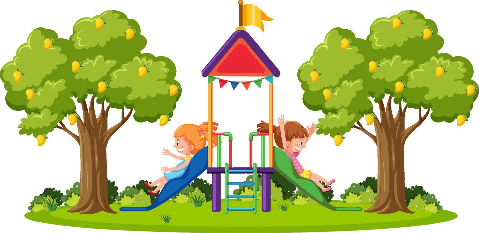 Outdoor playground slide for kids vector