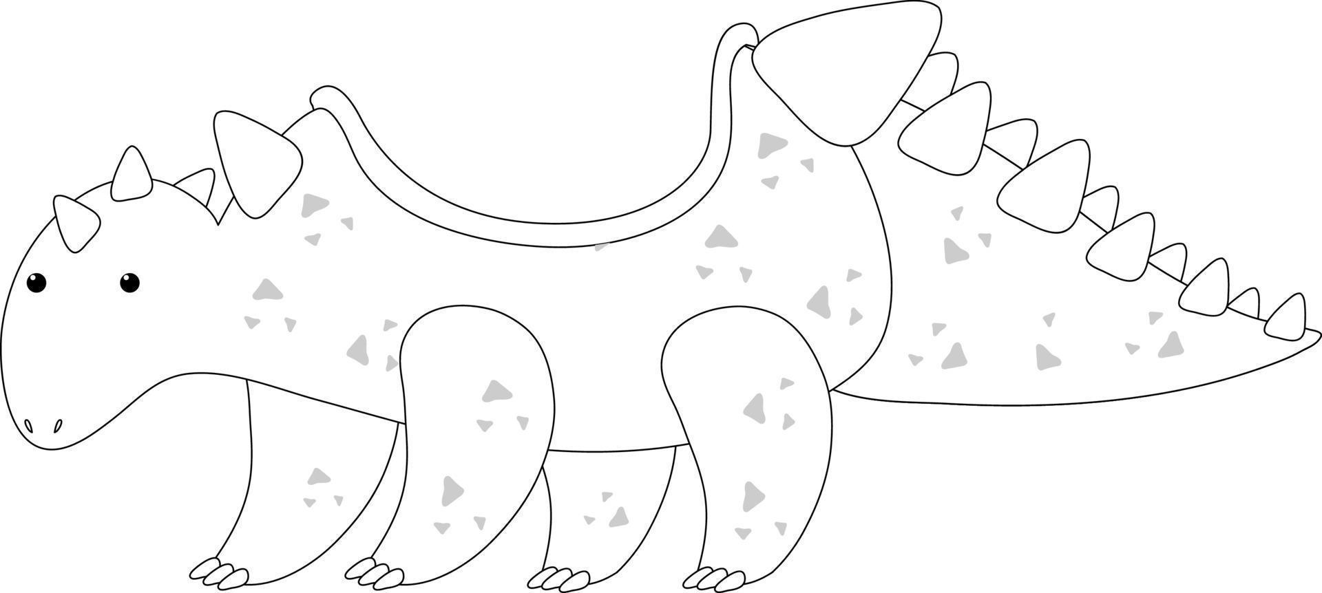 dinosaurio coche blanco y negro doodle personaje vector