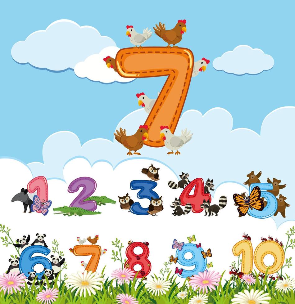 Counting numbers from zero to nine vector
