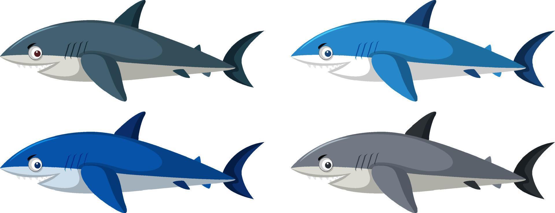 lindo personaje de dibujos animados de tiburón aislado vector