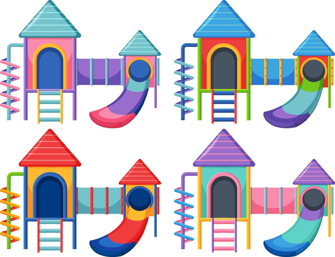 A children playground slide set on white background vector