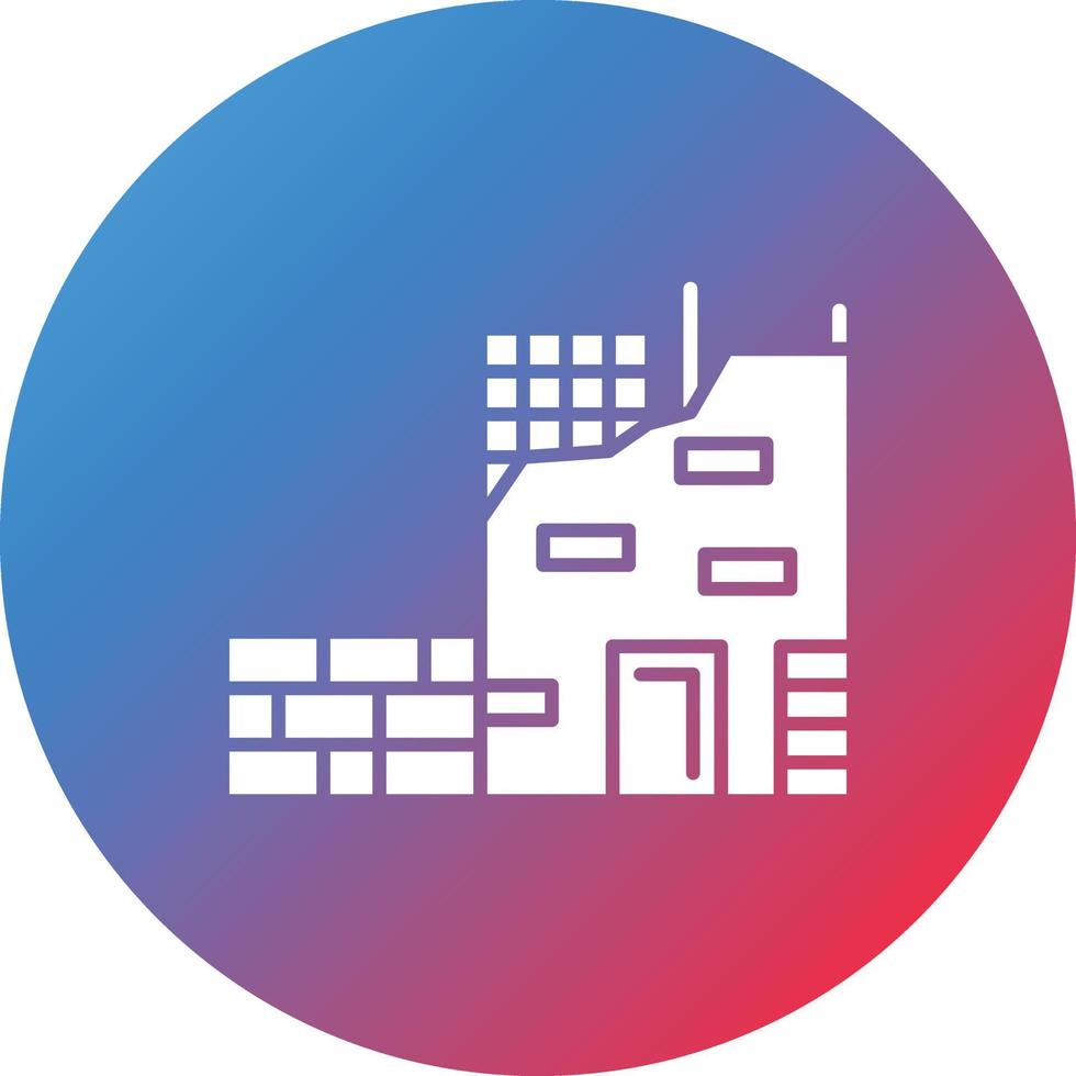 edificio construcción glifo círculo gradiente fondo icono vector