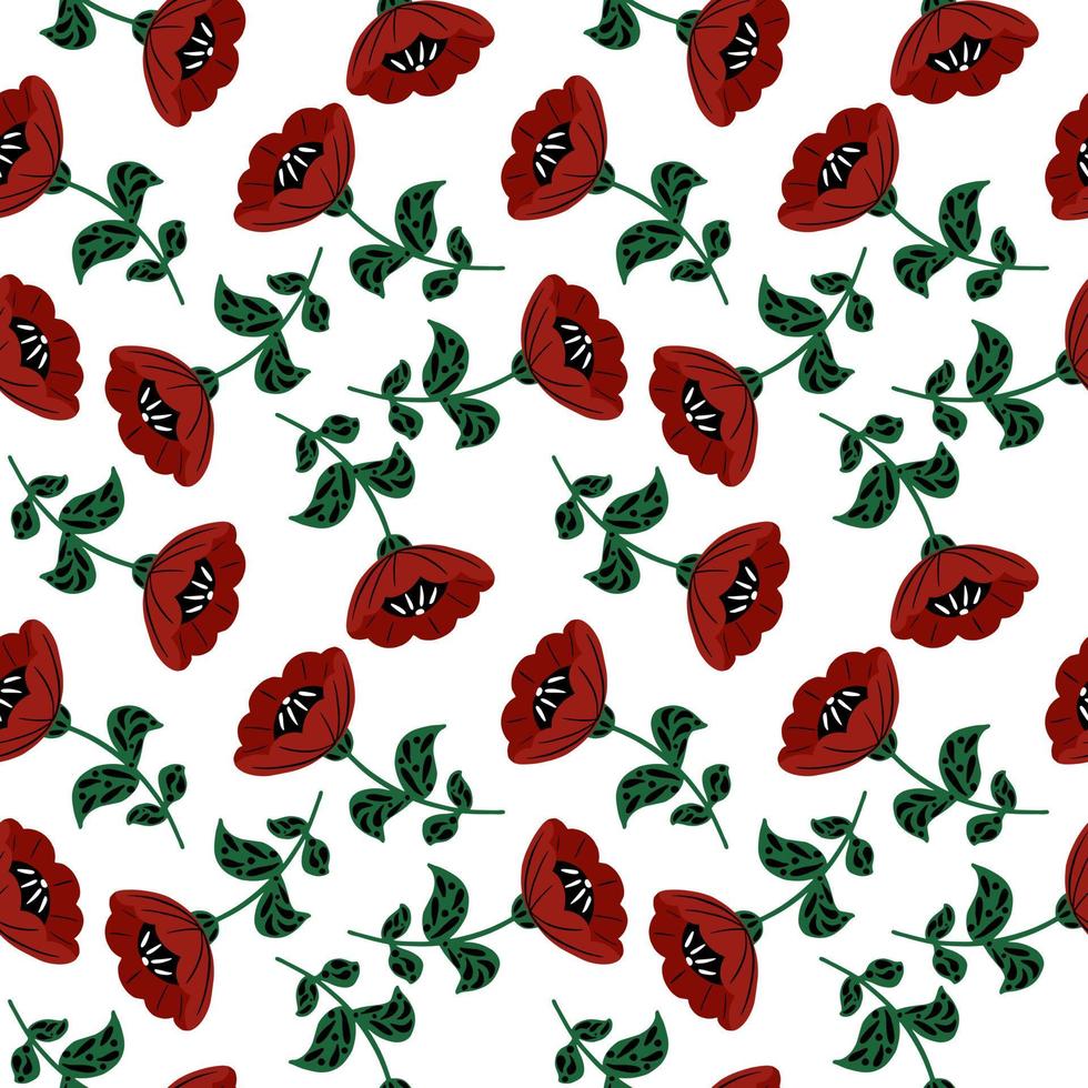 Vintage flowers and leaves seamless pattern. Retro style floral print pattern. Abstract botanical background. vector
