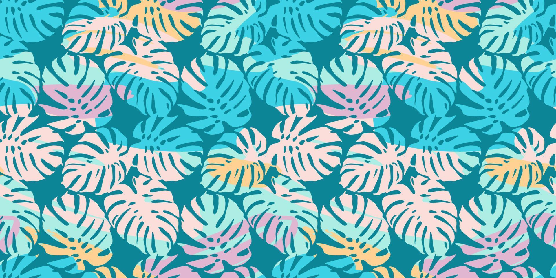 Abstract art seamless pattern with tropical leaves. Modern exotic design vector