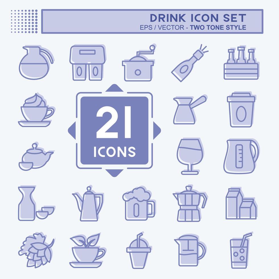 conjunto de iconos de bebida. adecuado para el símbolo de la comida. estilo de dos tonos. diseño simple editable. vector de plantilla de diseño. ilustración de símbolo simple