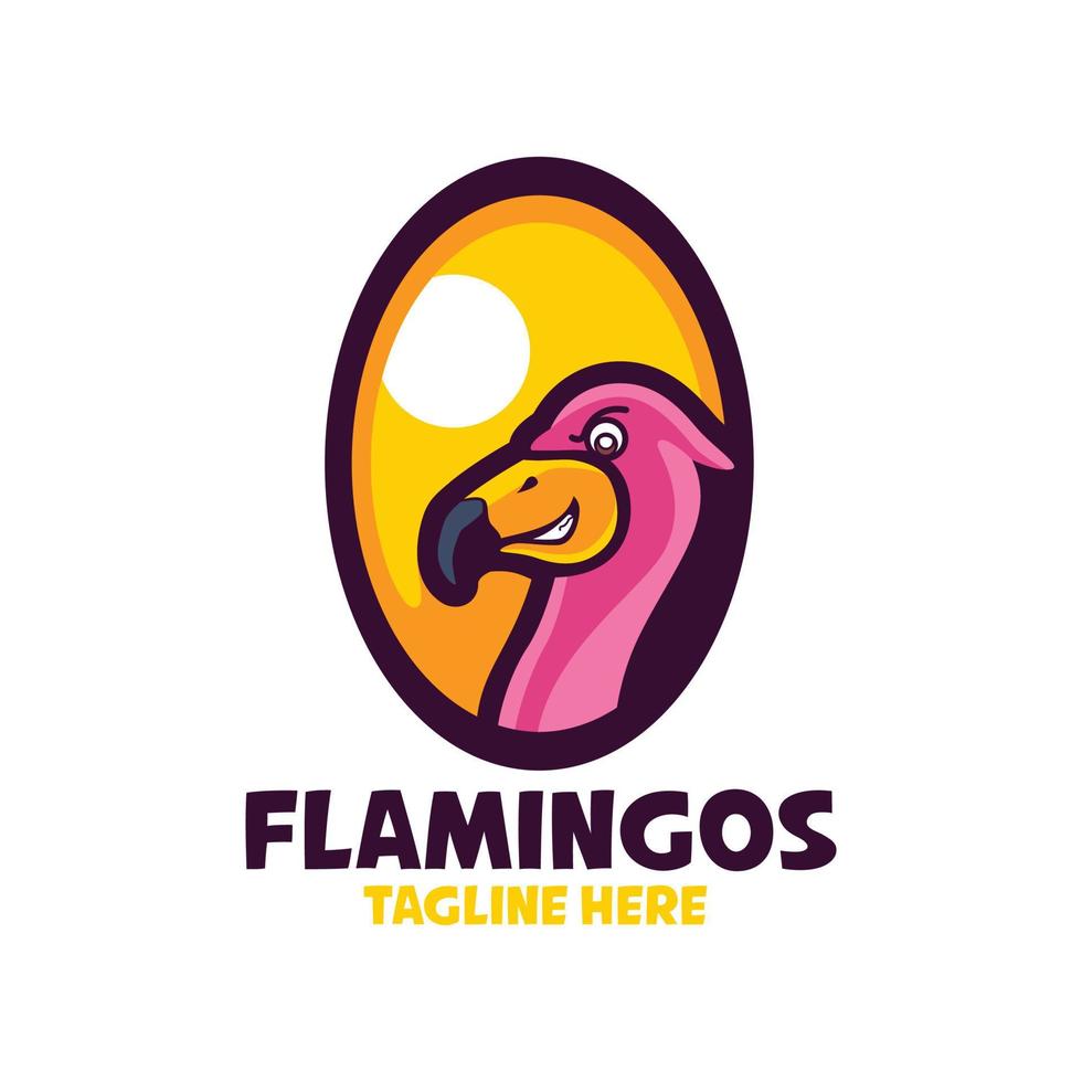 Flamingos Cartoon Logo Templates vector