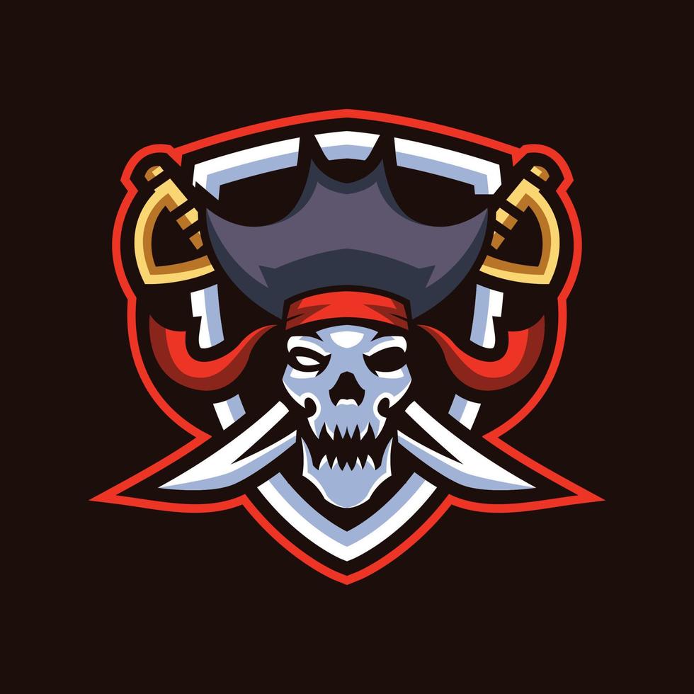 logotipo de esports de piratas del cráneo vector