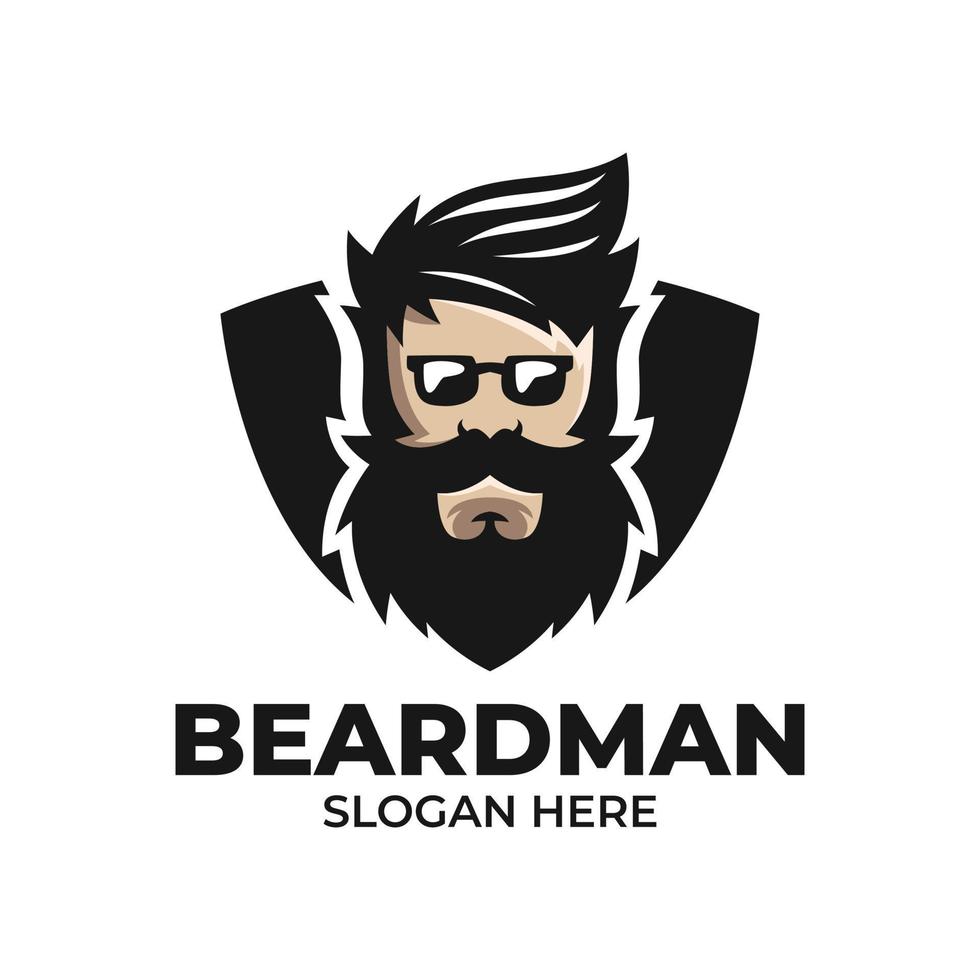 Plantillas de diseño de logotipo de hombre barbado vector