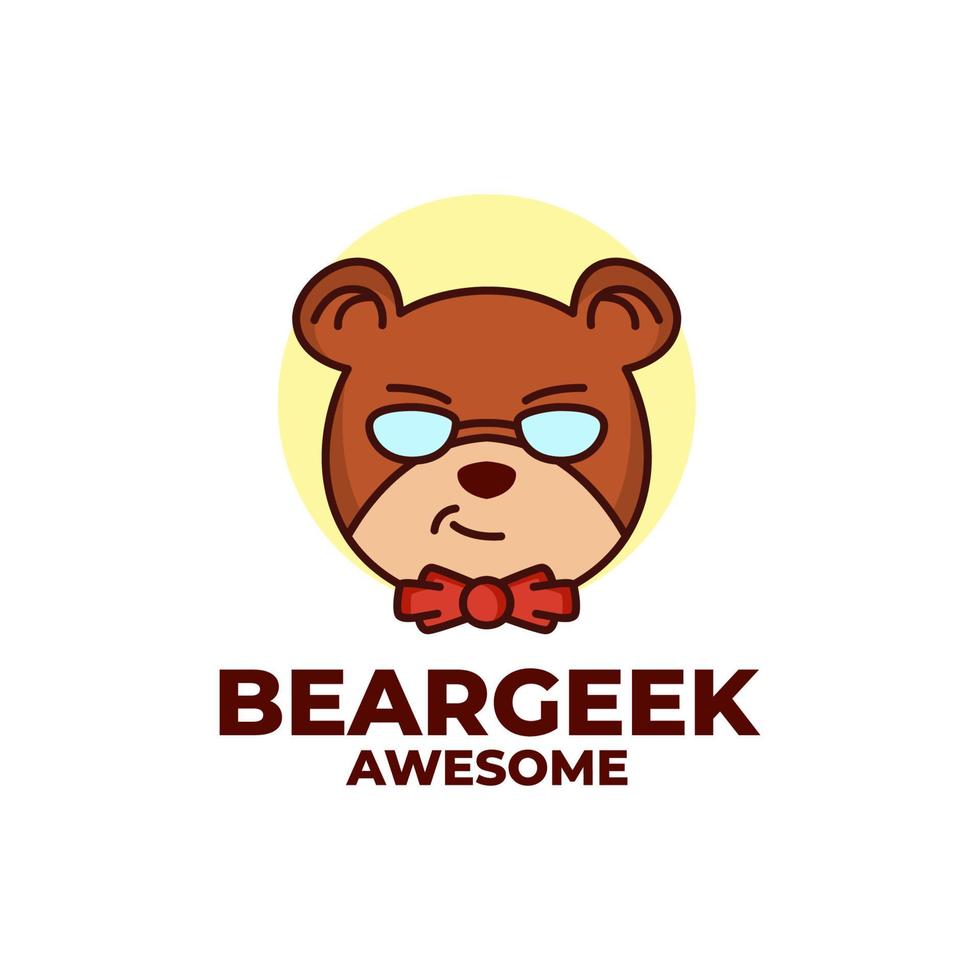 Bear Geek Logo Design Templates vector