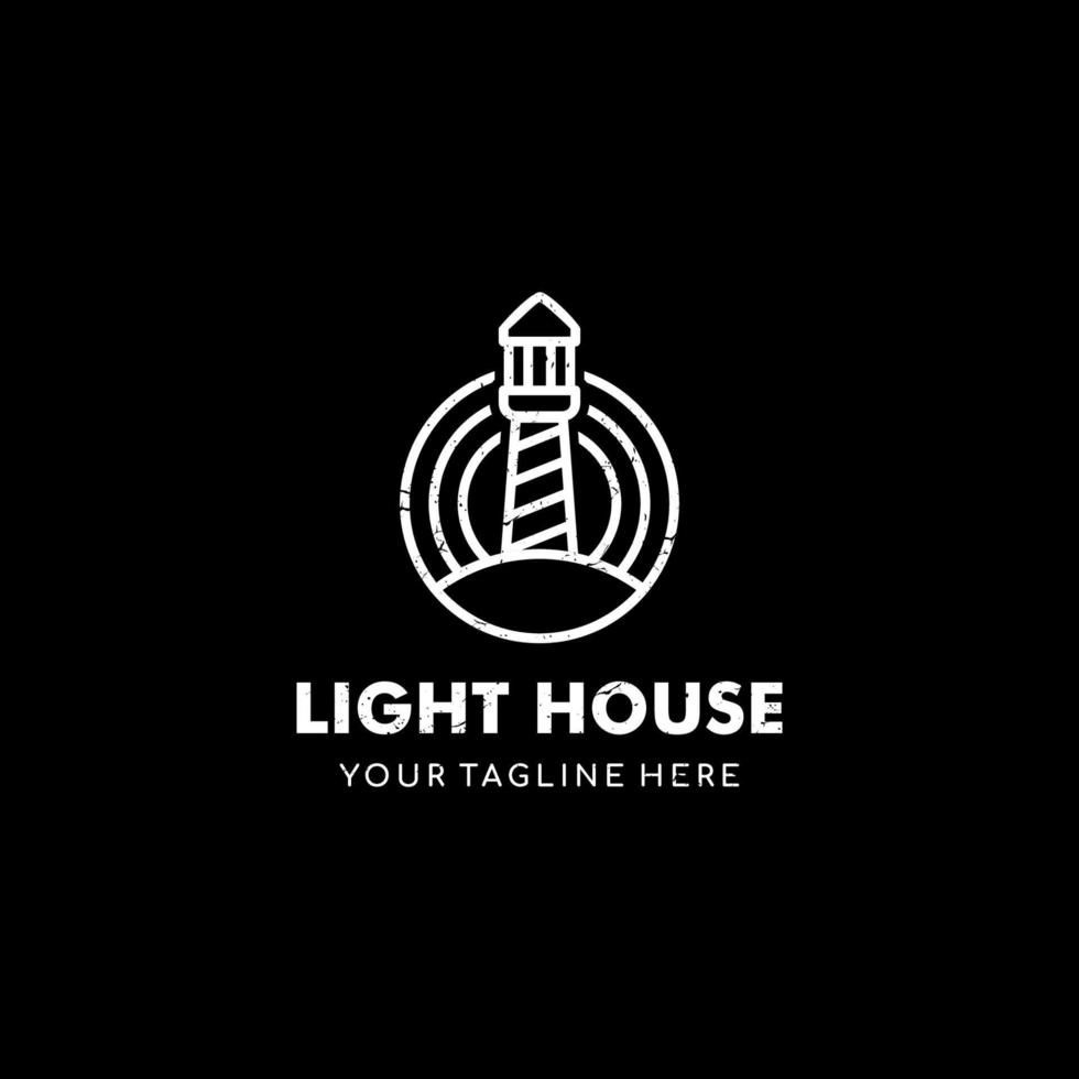 retro light house mercusuar geométrico abstracto icono lineal de paisaje logo diseño ilustración hipster diseño vector