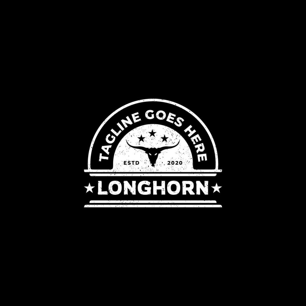 texas longhorn país occidental toro ganado vintage retro logo vector