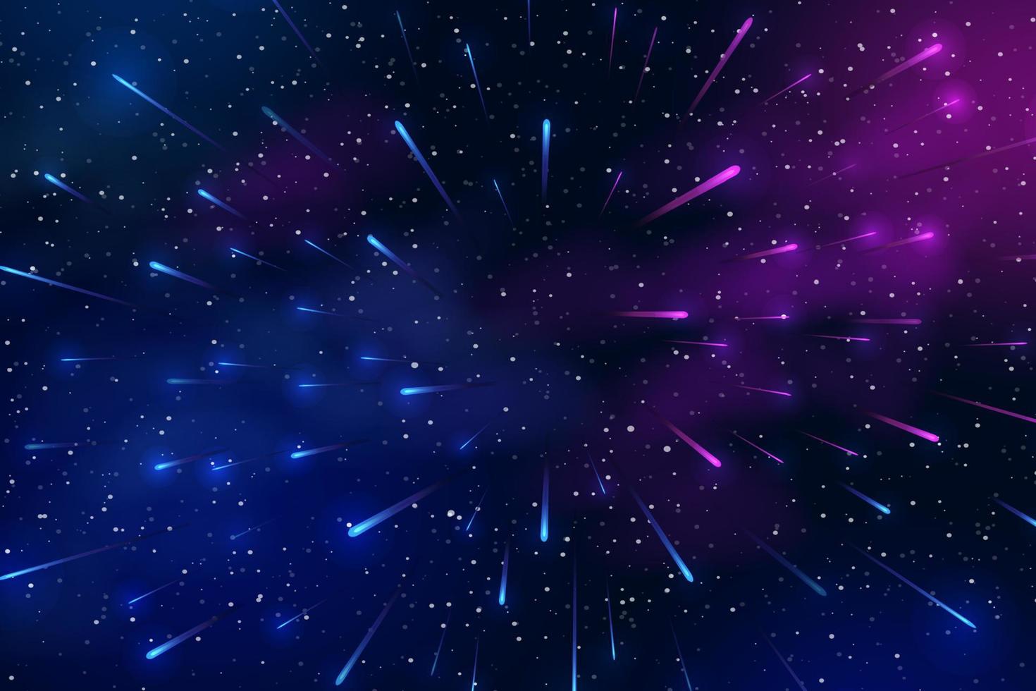 Horizontal space background with realistic nebula, stardust and stars. Night sky. Web design. Infinite universe. Vector illustration of galaxy. Concept of web banner