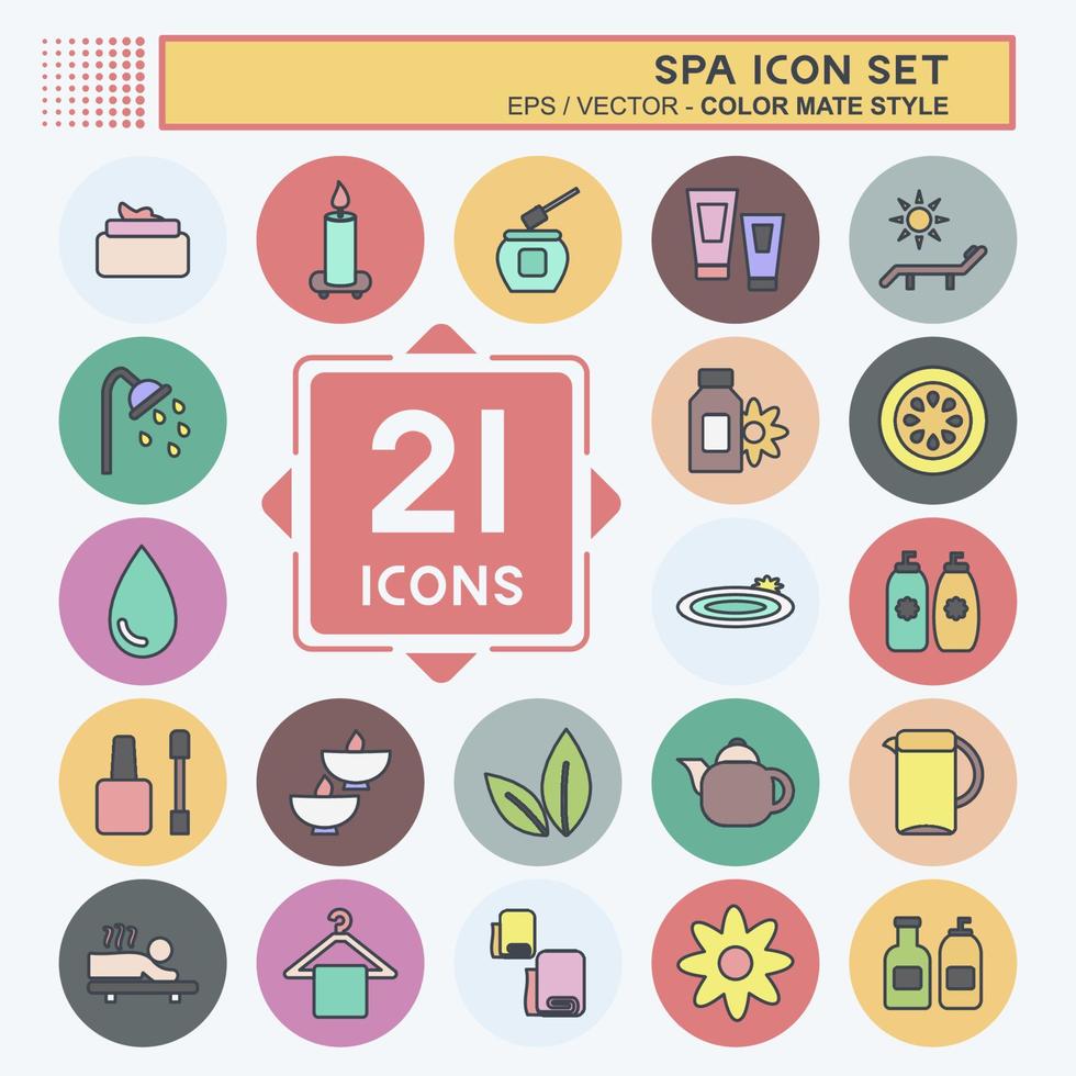Spa Icon Set. suitable for Spa symbol. color mate style. simple design editable. design template vector. simple symbol illustration vector