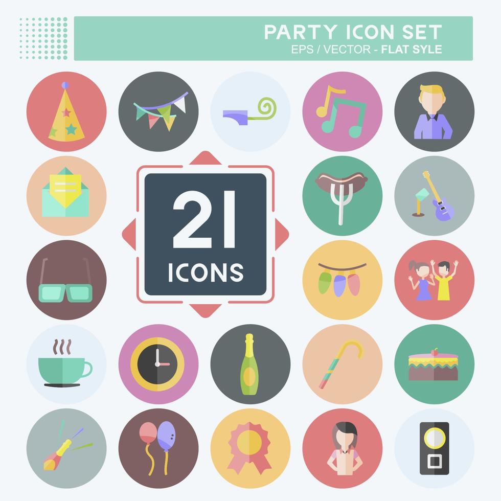 Party Icon Set. suitable for education symbol. flat style. simple design editable. design template vector. simple symbol illustration vector