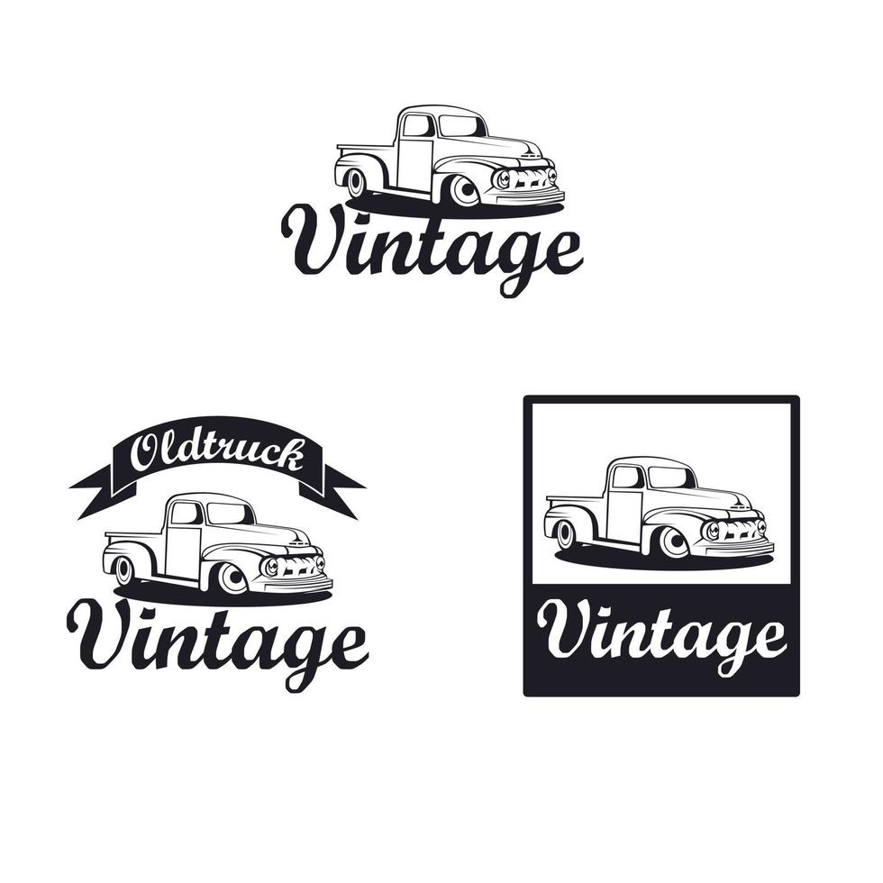 old truck logo set vector